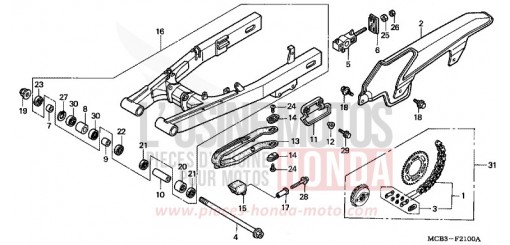 SWINGARM/CHAIN CASE XL650V1 de 2001